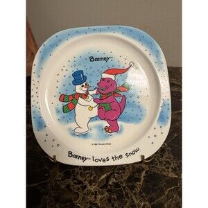Barney Loves The Snow 1993 The Lyons Group Plastic Plate